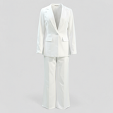 Costumes pour femmes : Ensemble Tailleur Femme avec Blazer et Pantalon Polyester in Blanc van Seroa