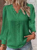 top blouses : Blouse Femme Bohème Dentelle in Vert van Seroa