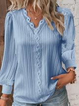 top blouses : Blouse Femme Bohème Dentelle in Bleu van Seroa