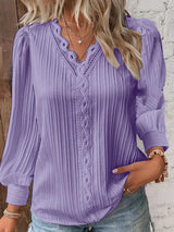 top blouses : Blouse Femme Bohème Dentelle in Pourpre van Seroa