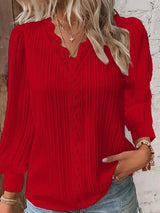 top blouses : Blouse Femme Bohème Dentelle in Rouge van Seroa