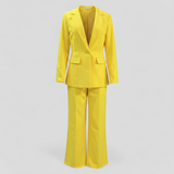 Costumes pour femmes : Ensemble Tailleur Femme avec Blazer et Pantalon Polyester in Jaune van Seroa