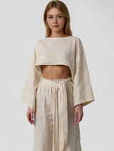 Outfit Sets : Ensemble d'été Femme en Lin 2 Pièces : Chemise Manches Courtes et Pantalon Large Élégant in van Seroa