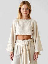Outfit Sets : Ensemble d'été Femme en Lin 2 Pièces : Chemise Manches Courtes et Pantalon Large Élégant in van Seroa