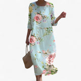 Dresses : Robe Longue Fleurie Femme en Viscose Fluide avec Fente - Élégante pour Cérémonie Estivale in Bleu van Seroa
