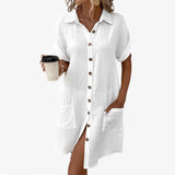 Dress : Robe d'été ample en coton et lin pour femme, respirante et confortable in van Seroa