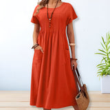 dresses : Robe Femme Décontracté Coton Midi in Orange van Seroa