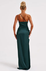 dresses : Robe de soirée en satin, asymétrique avec fente haute Femme in van Seroa