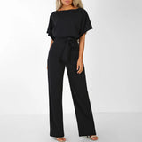 dresses : Combinaison Femme Fluide Élégante Ceinturée Large Parfaite in Noir van Seroa