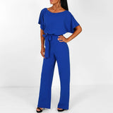 dresses : Combinaison Femme Fluide Élégante Ceinturée Large Parfaite in Bleu van Seroa