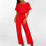dresses : Combinaison Femme Fluide Élégante Ceinturée Large Parfaite in Rouge van Seroa