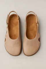 Sandals : Slingback Noires Femme en Cuir Véritable, Talon 5cm, Bout Rond: Élégance & Confort in van Seroa