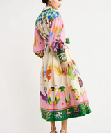 dresses : Robe Longue Fluide Bohème Femme Imprimés Artistiques Manches in van Seroa