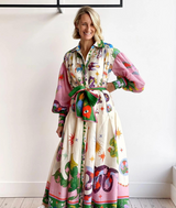 dresses : Robe Longue Fluide Bohème Femme Imprimés Artistiques Manches in van Seroa