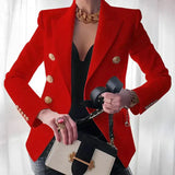 Blazer : Blazer Femme Doré Double Boutonnage in Rouge van Seroa