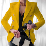 Blazer : Blazer Femme Doré Double Boutonnage in Jaune van Seroa