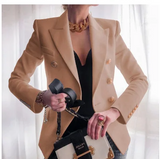 Blazer : Blazer Femme Doré Double Boutonnage in Beige van Seroa