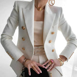 Blazer : Blazer Femme Doré Double Boutonnage in Blanc van Seroa