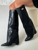 Boots : Bottes Femme Noires en Cuir Synthétique - Bottines Élégantes et Confortables in van Seroa