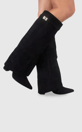 Boots : Bottes Femme Noires en Cuir Synthétique - Bottines Élégantes et Confortables in Noir suède van Seroa