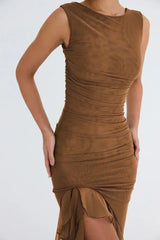 dresses : Robe de cocktail femme noire asymétrique à volants élégants - in van Seroa