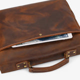 Sac pour ordinateur portable en cuir avec bandoulière Femme
