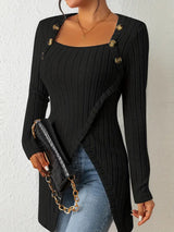 other : Gilet sans Manche Femme Élégant Côtelé Asymétrique in Noir van Seroa