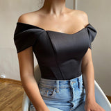 top blouses : Ensemble Femme Élégant Top Corset in Noir van Seroa