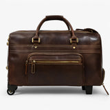 Bags : Trolley de Voyage en Cuir Marron Vintage, Bagage à Main Homme/Femme, Cabine/Grand in Brun foncé 22pollice van Seroa