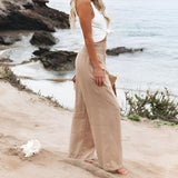 skirts : Pantalon Fluide Femme en Lin à Jambes Larges in van Seroa