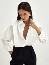 Blouse : Chemise Blanche Femme Carrée Boutons in Blanc van Seroa