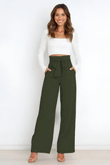 skirts : Pantalon Fluide Femme Large Confortable - Idéal Été, Plage, Vacances in Vert militaire van Seroa