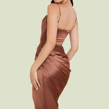dresses : Robe Femme Élégante Satin Drapé in van Seroa