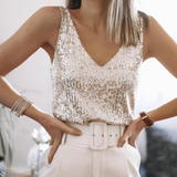 top blouses : Débardeur Femme Glamour Sequins Décolleté in van Seroa