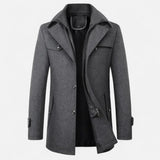 Men > Coats : Trench Homme en Laine : Col Montant Zippé, Élégance Hivernale in van Ancienne Monde