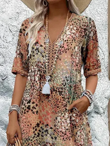 dresses : Robe Midi Fleurie Légère à Col en V avec Poches Femme in van Seroa