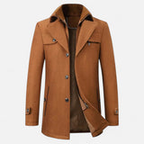 Men > Coats : Trench Homme en Laine : Col Montant Zippé, Élégance Hivernale in van Ancienne Monde