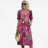 Dresses : Robe Midi Fleurie Estivale Élégante pour Femme - Coupe Fluide et Confortable in Rosa chiaro van Seroa