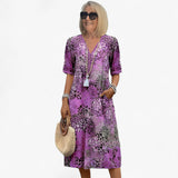 Dresses : Robe Midi Fleurie Estivale Élégante pour Femme - Coupe Fluide et Confortable in Viola van Seroa