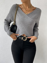 top blouses : Pull Femme Asymétrique Cache-cœur Maille in van Seroa