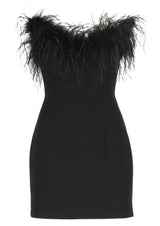 dresses : Mini Robe Glamour à épaules dénudées avec Accent de Plumes Femme in van Seroa