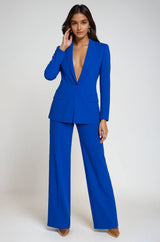 Sets : Blazer Femme Noir Élégant Fluide in Bleu van Seroa