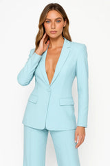 Sets : Blazer Femme Élégant Tailleur Pantalon in Bleu Ciel van Seroa