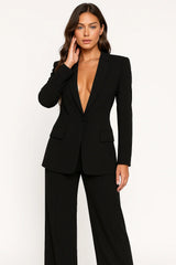 Sets : Blazer Femme Élégant Tailleur Pantalon in Noir van Seroa