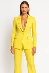 Sets : Blazer Femme Élégant Tailleur Pantalon in Jaune van Seroa