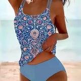 swimwear : Tankini Femme Mandala Bohème Maillot de Bain 2 Pièces Confortable in Bleu foncé van Seroa