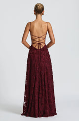 Maxi Dress : Robe longue noire femme en lin et satin avec dentelle élégante in van Seroa