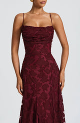 Maxi Dress : Robe longue noire femme en lin et satin avec dentelle élégante in van Seroa