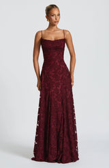 Maxi Dress : Robe longue noire femme en lin et satin avec dentelle élégante in van Seroa