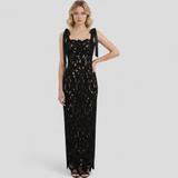 Dresses : Robe fourreau femme élégante noire col bateau manches longues en maille stretch in van Seroa